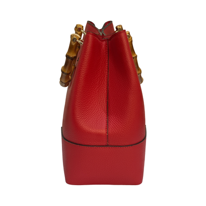 Bamboo Top Handles Large Leather Tote Bag