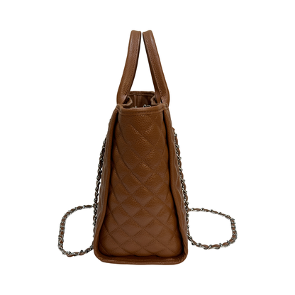 Quilted Large Leather Tote Bag