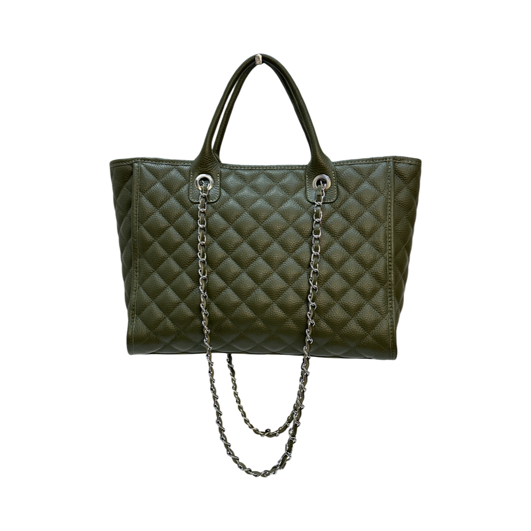 Quilted Large Leather Tote Bag