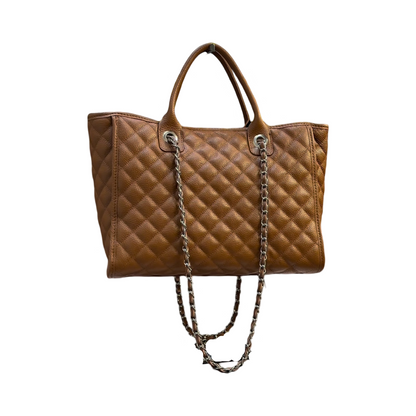 Quilted Large Leather Tote Bag