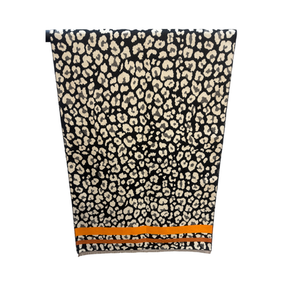 Orange Leopard Print Rectangular Throw Scarf front 