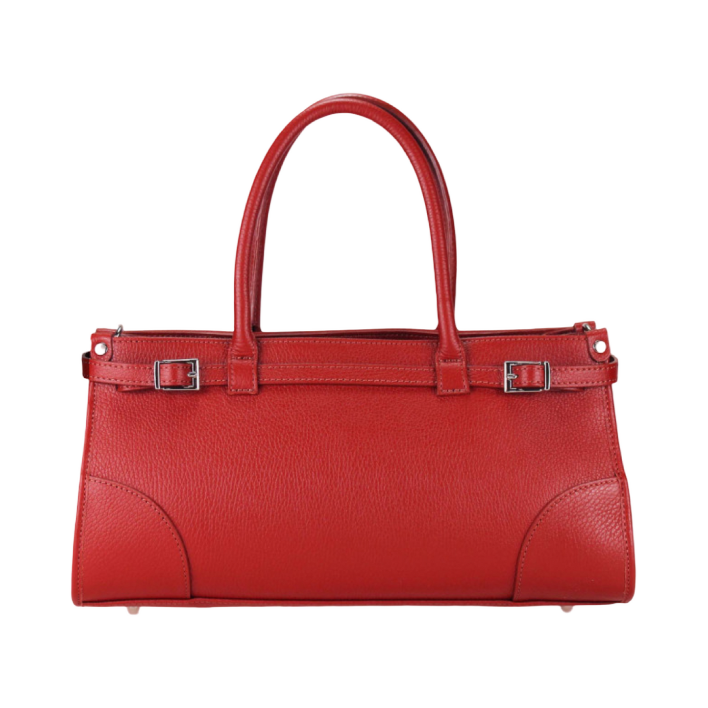 Red Large Leather Tote Bag – Front View
