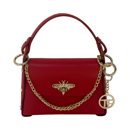 Red Teefamm Mini Leather Tote Bag front 