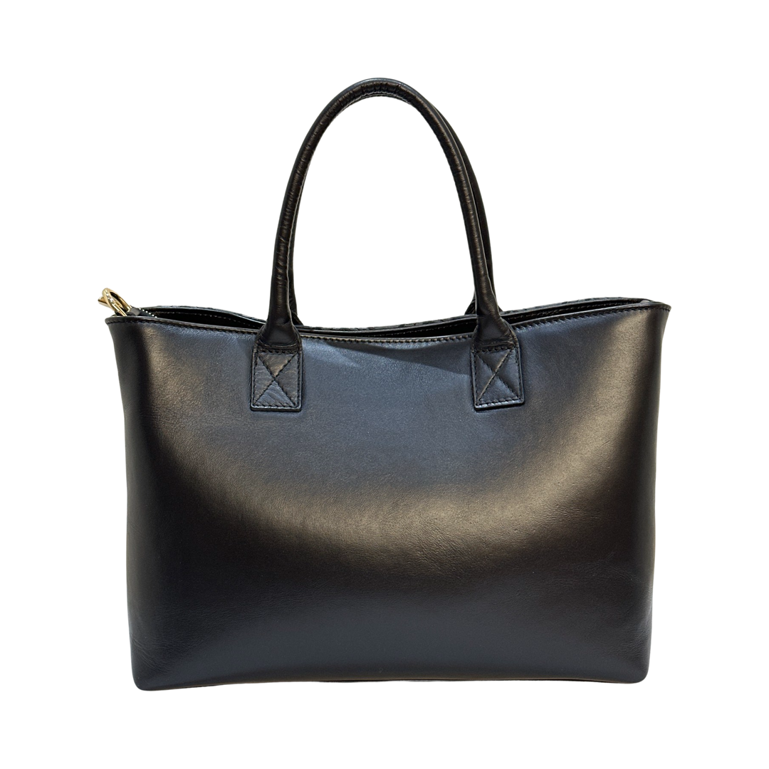 Sara Burglar Quilted Black Tote Bag Back 