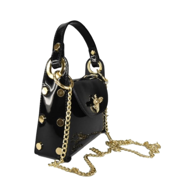 Patent Bee Bag Leather Top Handle