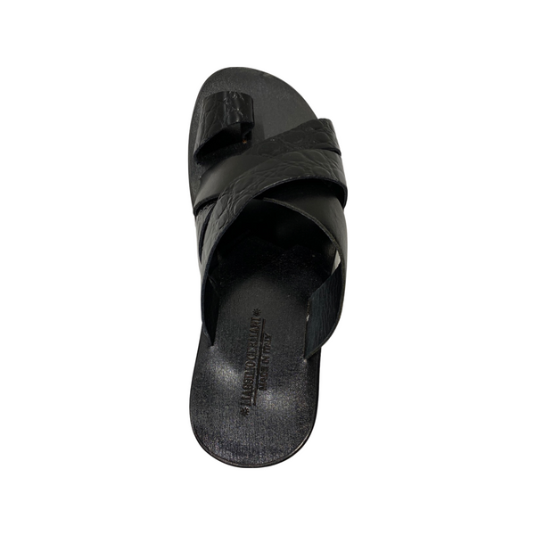 Men's Shoe Black Cross Strap Sandals