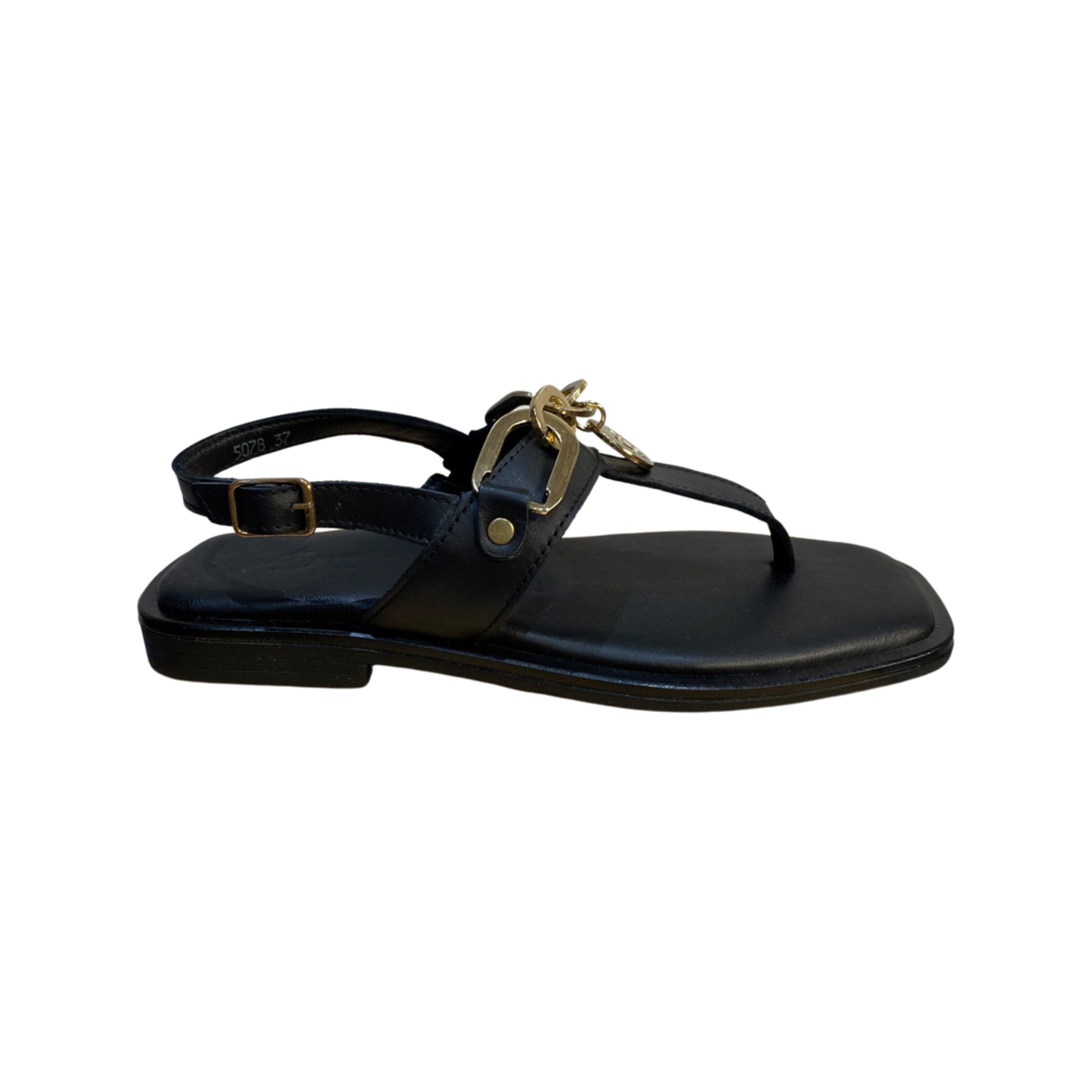 Leather Thong Chain Flat Sandals