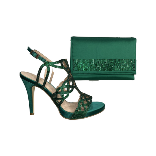 Set Green Rhinestone Shoes