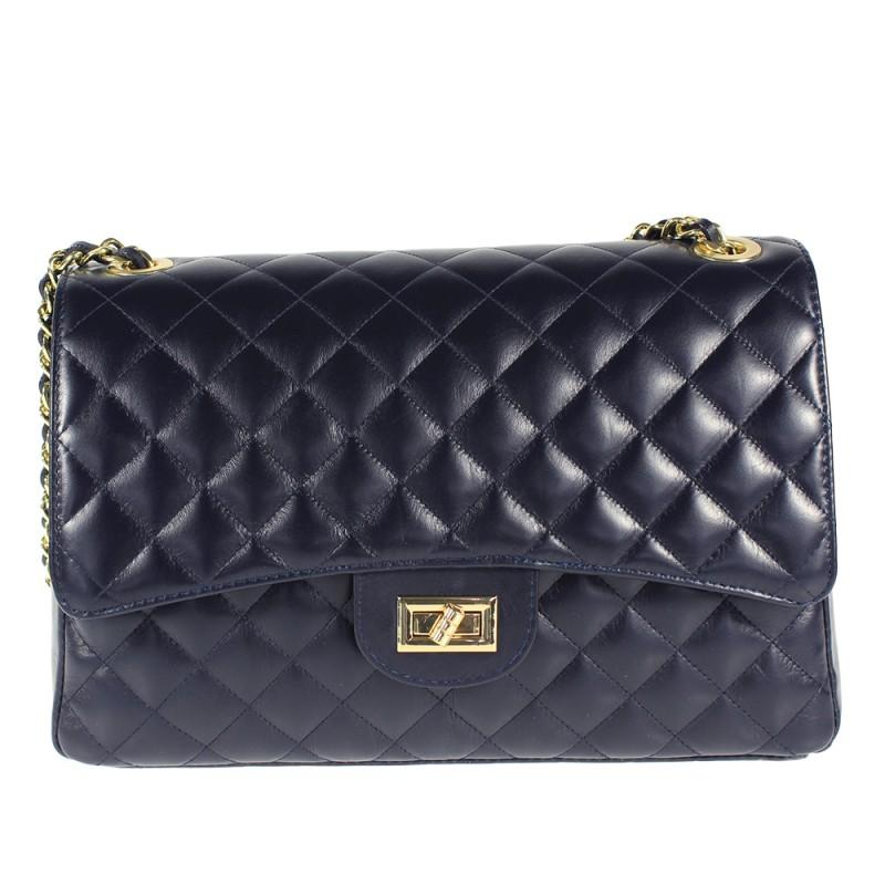 Luxurious quilted oversized chain shoulder bag with diamond-stitched leather and gold-tone chain strap.
