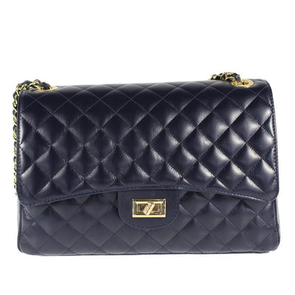Luxurious quilted oversized chain shoulder bag with diamond-stitched leather and gold-tone chain strap.