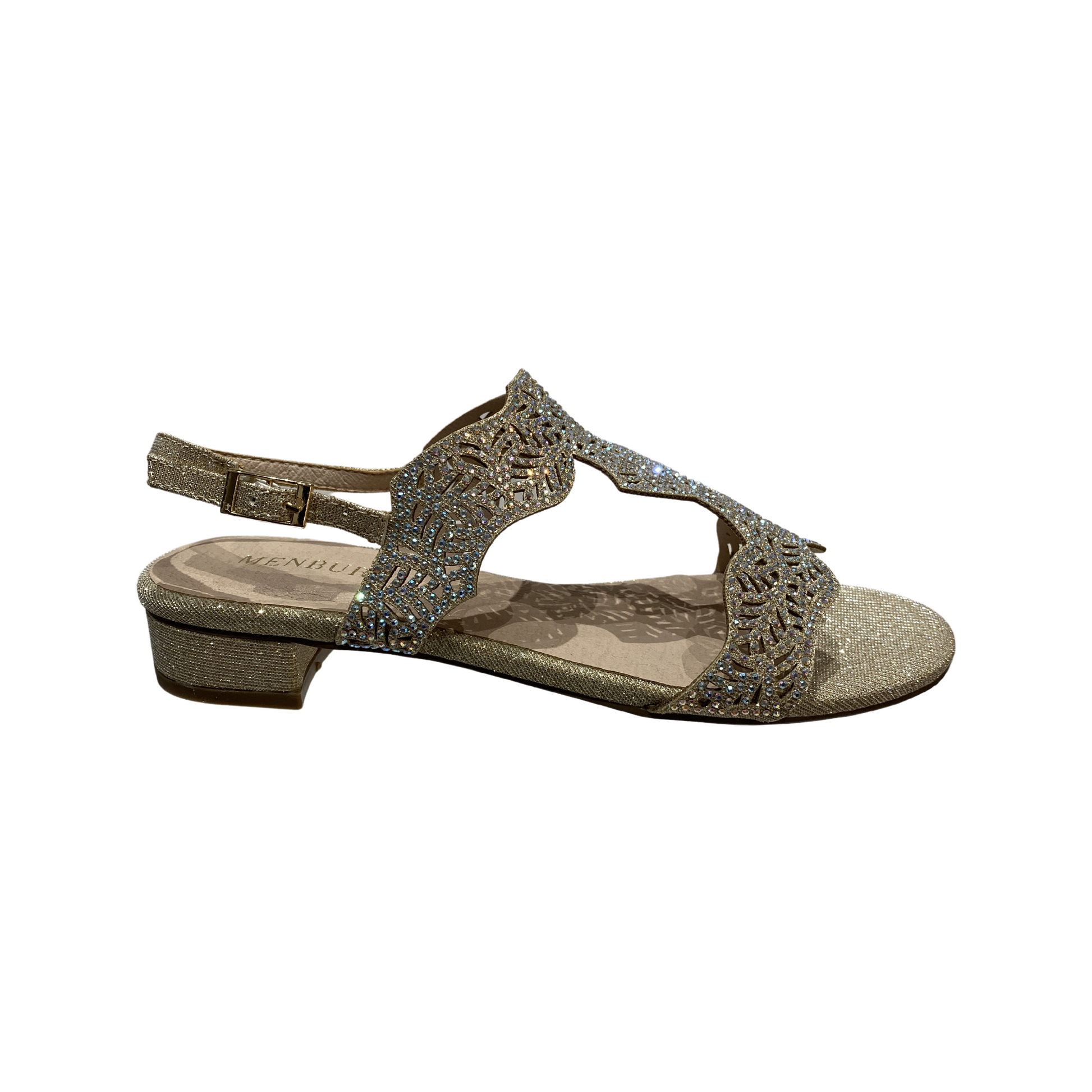 Champagne Gold Diamante Flat Sandals