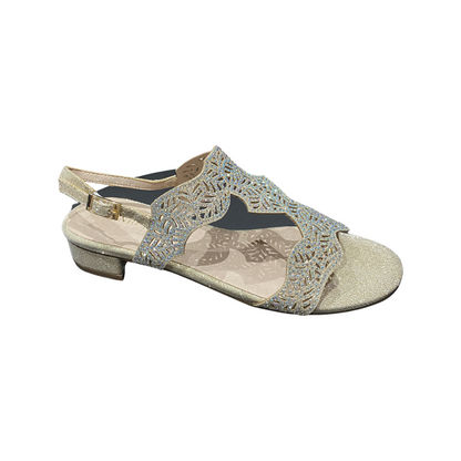 Champagne Gold Diamante Flat Sandals