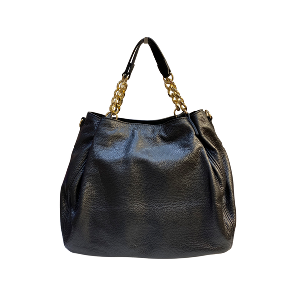 Large Chain Leather Handles Tote Bag