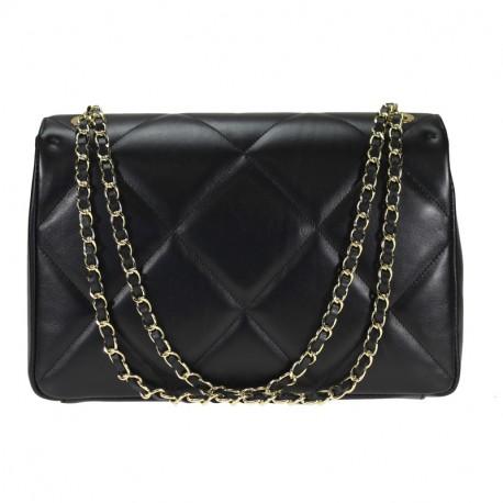 Quilted Soft Leather Oversized Shoulder Bag with Chain