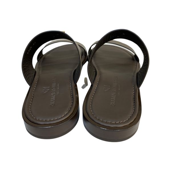 Brown 2 Strap Slip-On Sandals